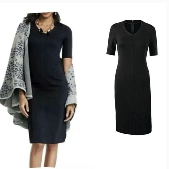 Cabi 3101 Black Claire Ponte Knit Sheath Dress Size 8 - Picture 2 of 8